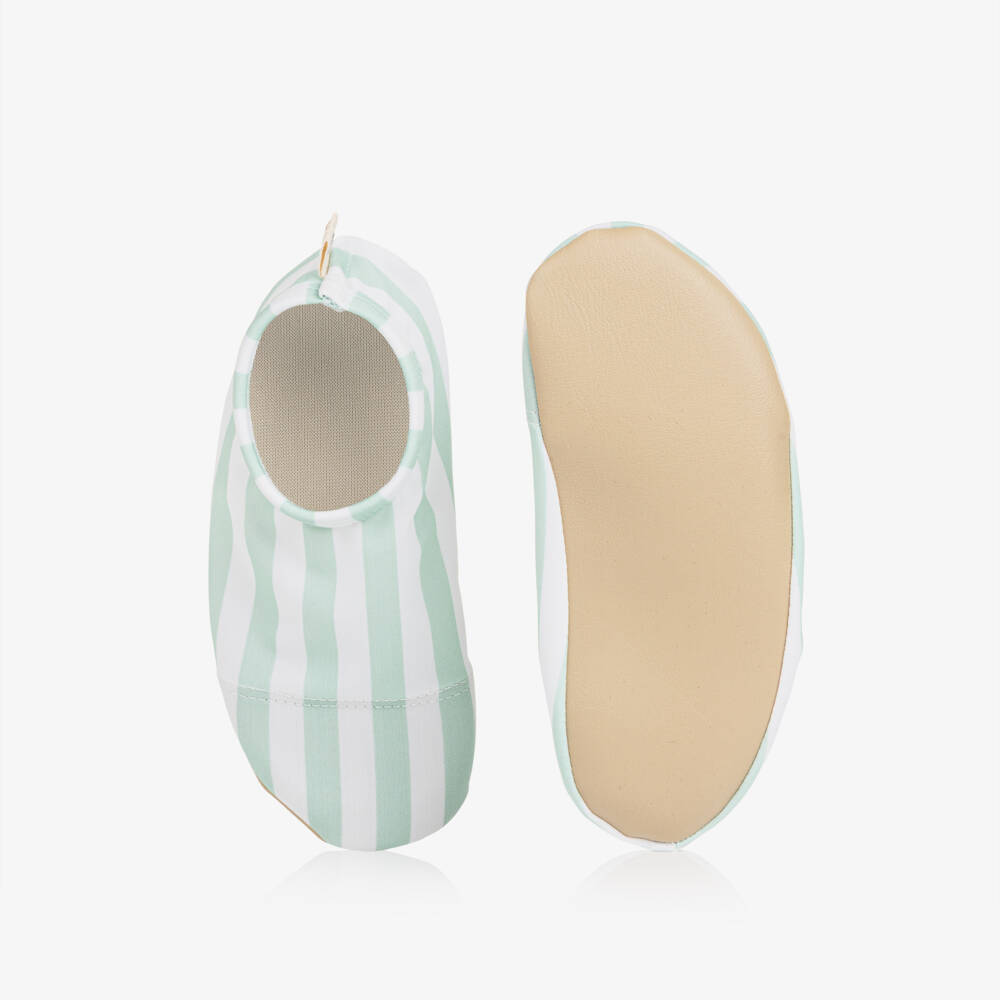 Meia Pata-حذاء ماء مخطط لون أخضر وأبيض للأولاد (UPF50+) | Childrensalon