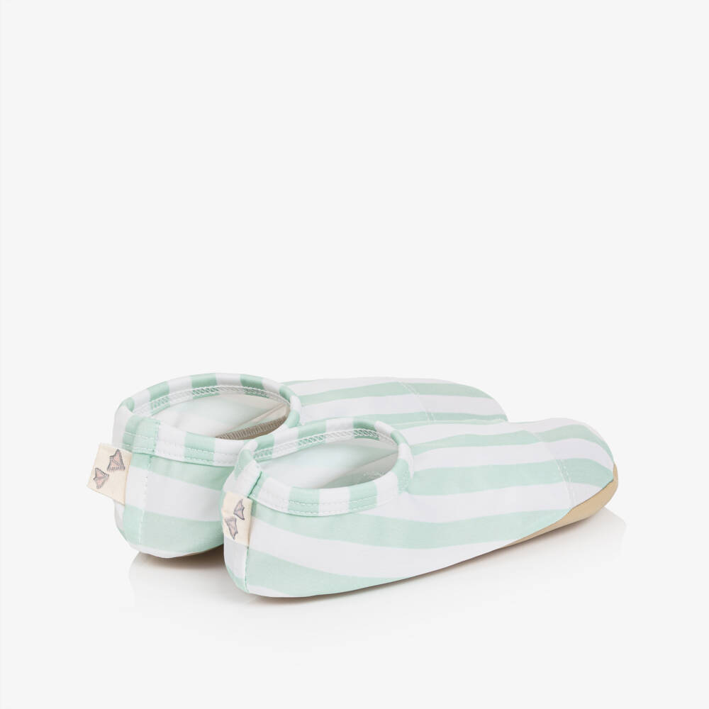 Meia Pata-حذاء ماء مخطط لون أخضر وأبيض للأولاد (UPF50+) | Childrensalon