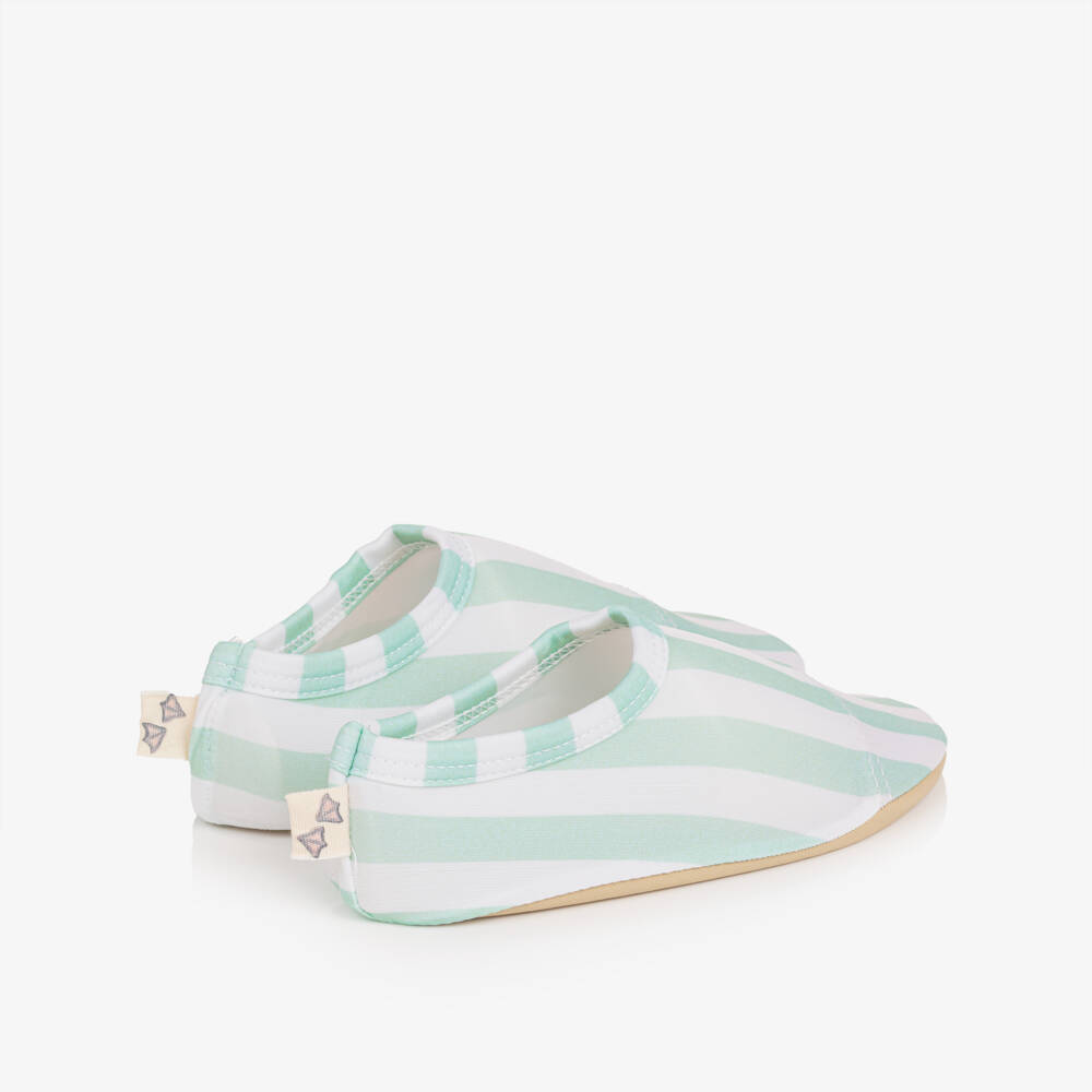 Meia Pata-Boys Green & White Striped Aqua Shoes (UPF50+) | Childrensalon