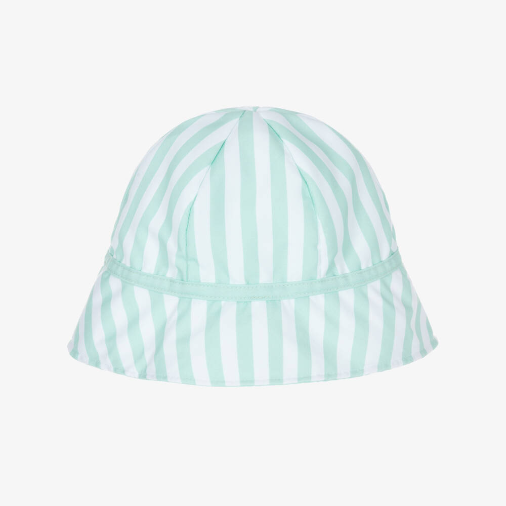 Meia Pata-قبعة شمس مخططة لون أخضر وأبيض للأولاد | Childrensalon