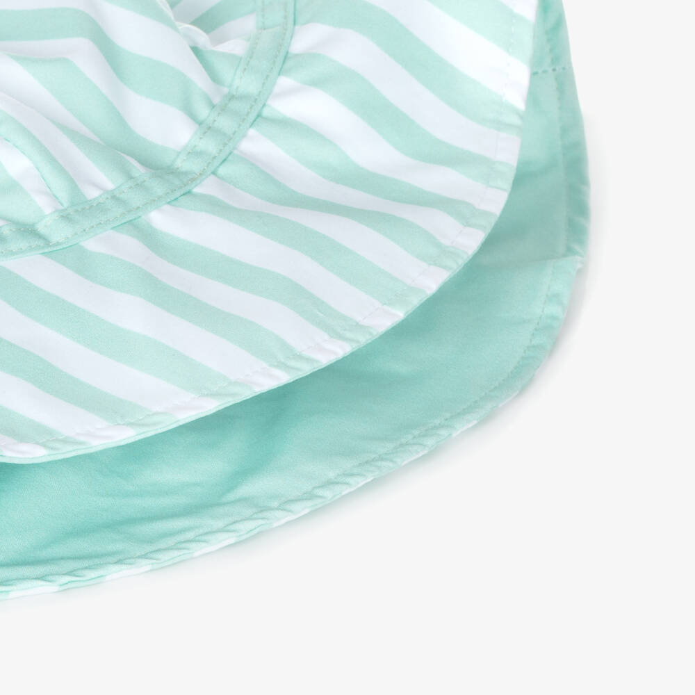 Meia Pata-قبعة شمس مخططة لون أخضر وأبيض للأولاد | Childrensalon