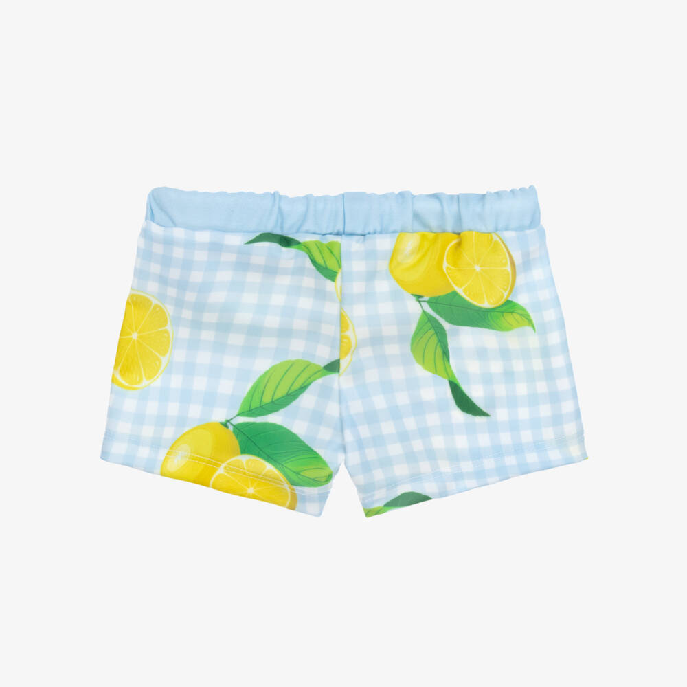 Meia Pata-Boys Lemon Print Swim Shorts (UPF50+) | Childrensalon