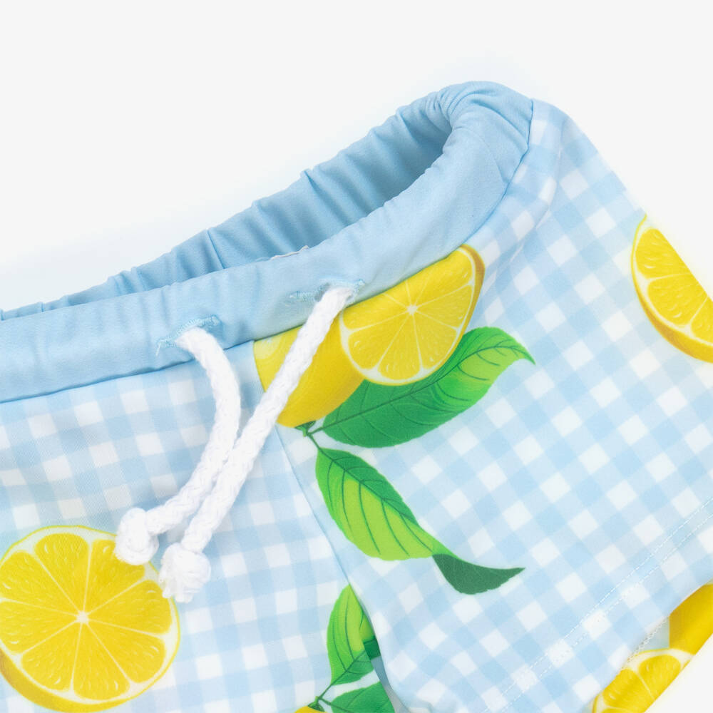 Meia Pata-Boys Lemon Print Swim Shorts (UPF50+) | Childrensalon