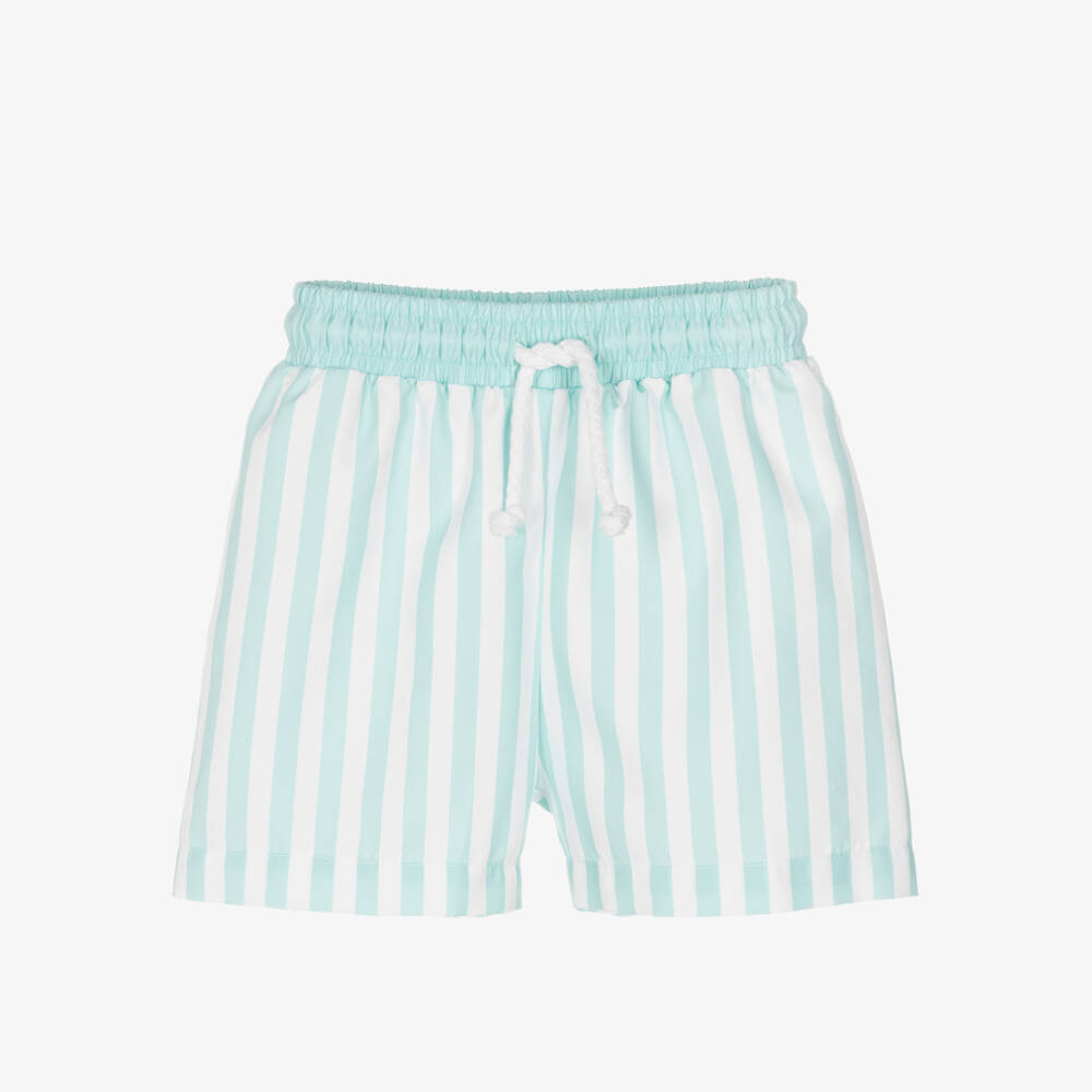 Meia Pata-شورت سباحة مخطط لون أخضر نعناعي للأولاد | Childrensalon