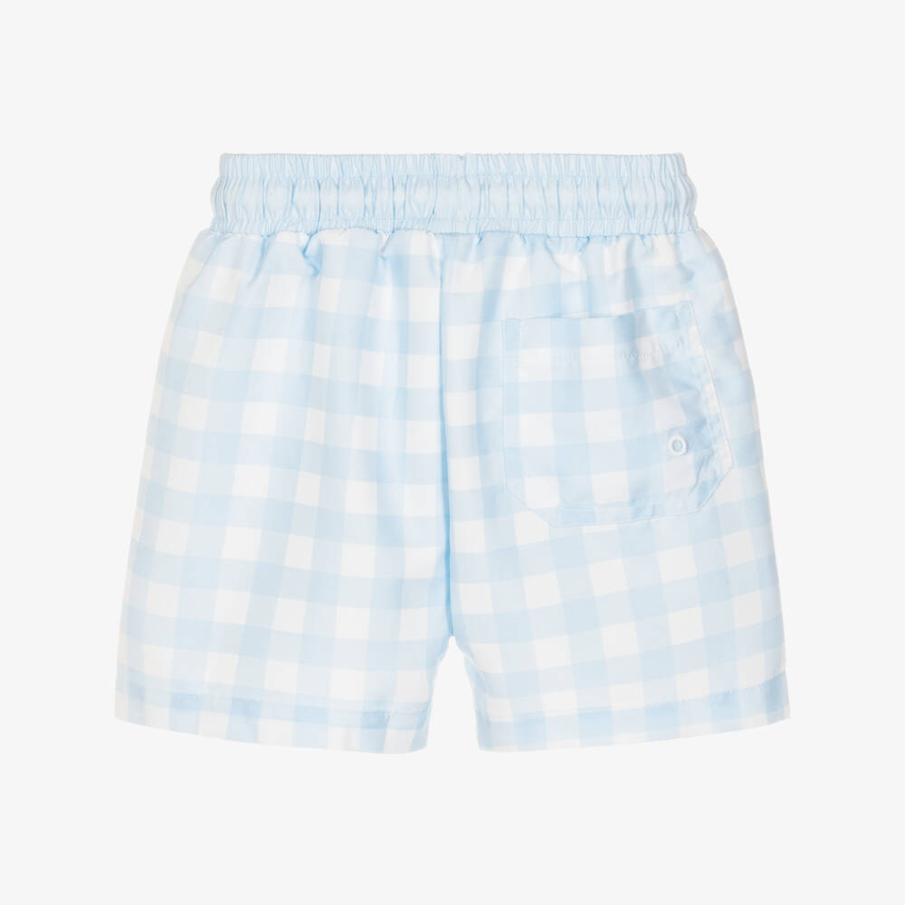 Meia Pata-شورت سباحة بنقشة مربعات لون أزرق فاتح للأولاد | Childrensalon