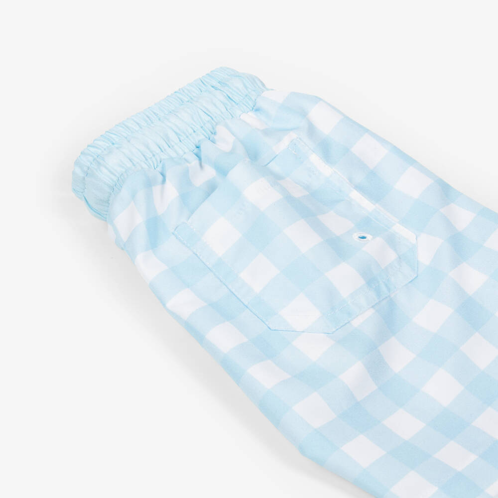 Meia Pata-شورت سباحة بنقشة مربعات لون أزرق فاتح للأولاد | Childrensalon