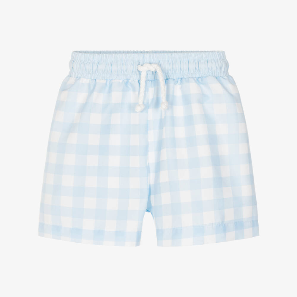 Meia Pata-شورت سباحة بنقشة مربعات لون أزرق فاتح للأولاد | Childrensalon