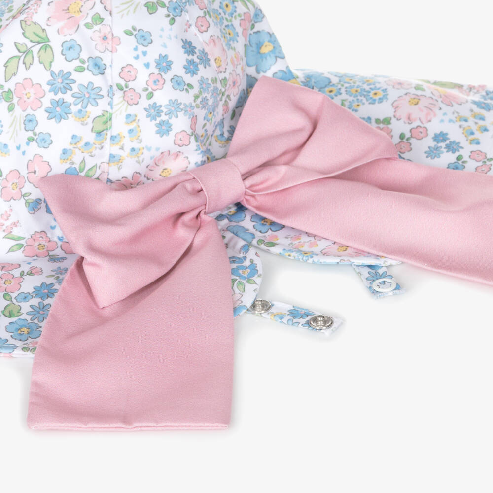 Meia Pata-Girls Blue Ditsy Floral Print Sun Hat | Childrensalon