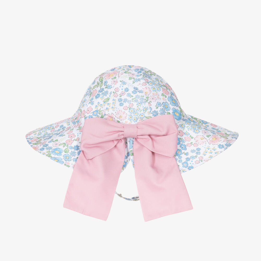 Meia Pata-Girls Blue Ditsy Floral Print Sun Hat | Childrensalon