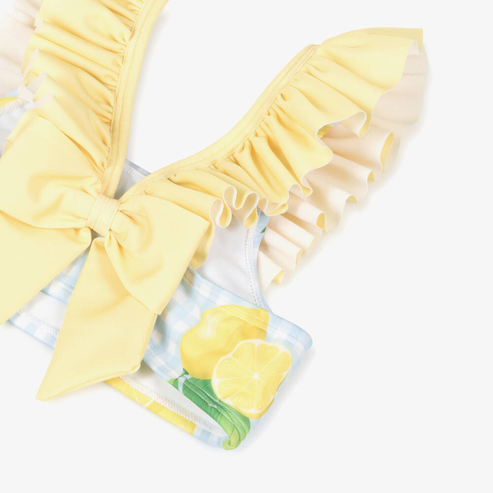 Meia Pata-Girls Blue & Yellow Lemon Bikini (UPF50+) | Childrensalon