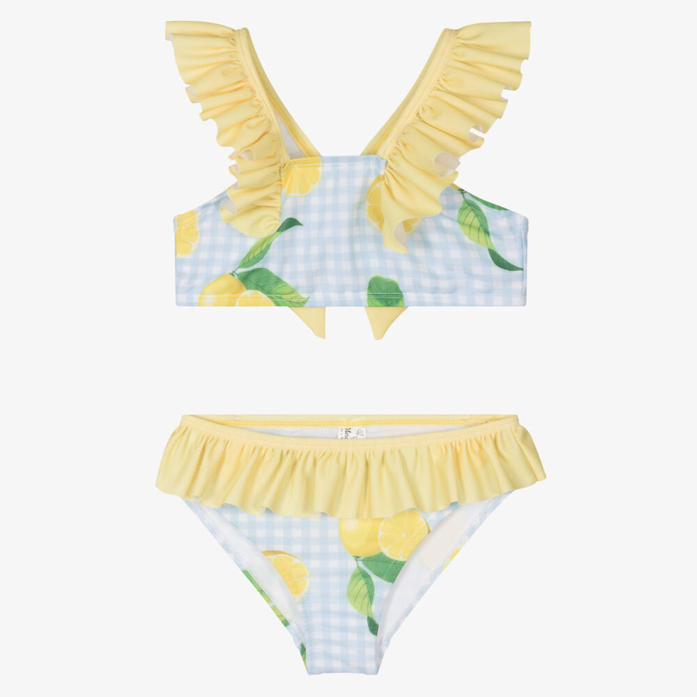 Meia Pata-Girls Blue & Yellow Lemon Bikini (UPF50+) | Childrensalon