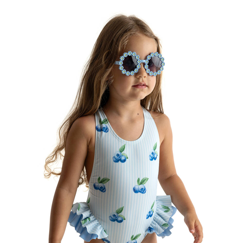 Meia Pata-Girls Blueberry Print Swimsuit (UPF50+) | Childrensalon