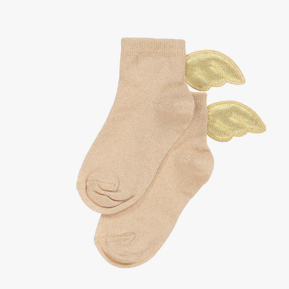 Meia Pata-Girls Gold Angel Wing Socks | Childrensalon