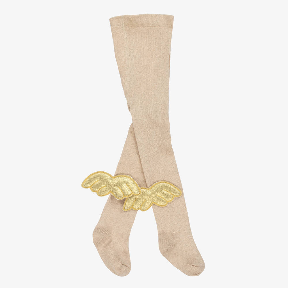 Meia Pata-Girls Gold Angel Wing Tights | Childrensalon