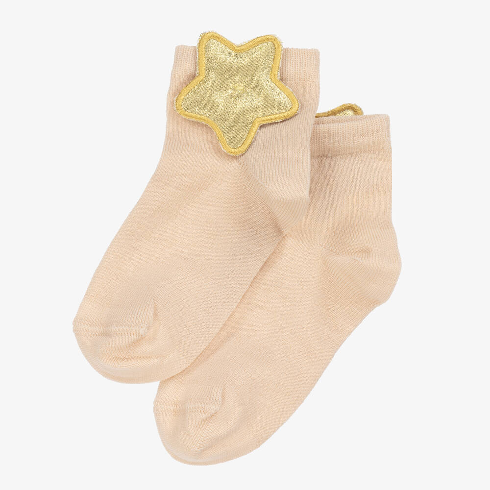 Meia Pata-Girls Gold Star Ankle Socks | Childrensalon
