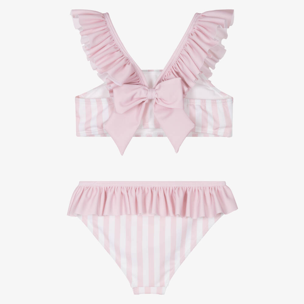 Meia Pata-Girls Pink Stripe Bikini (UPF50+) | Childrensalon