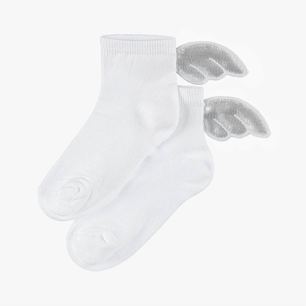 Meia Pata-جوارب بأجنحة لون فضي للبنات | Childrensalon