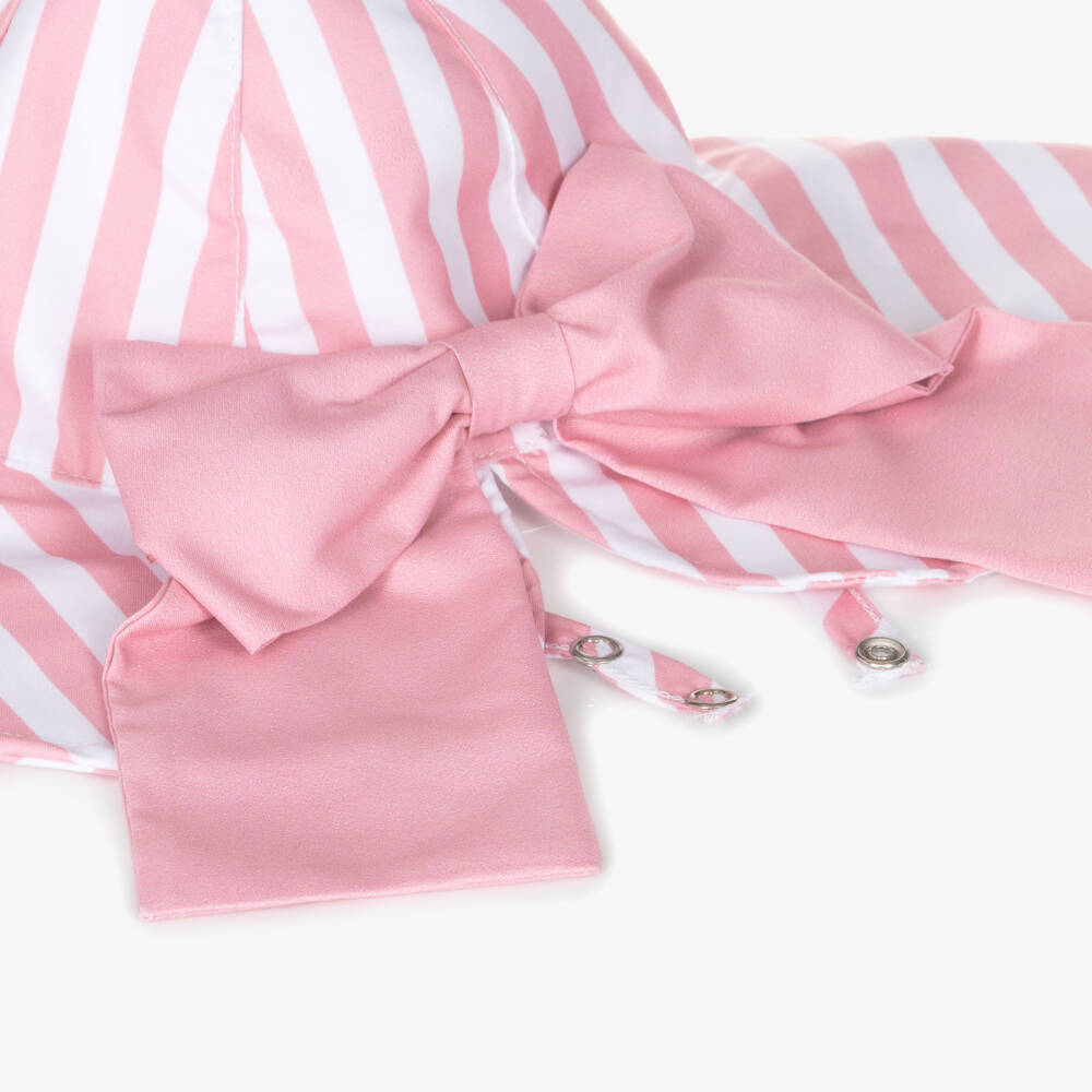 Meia Pata-Girls White & Pink Striped Sun Hat | Childrensalon