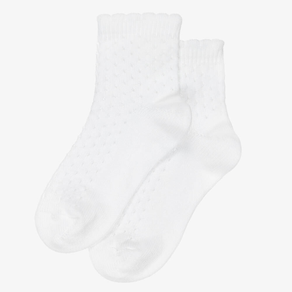 Meia Pata-Girls White Pointelle Ankle Socks | Childrensalon