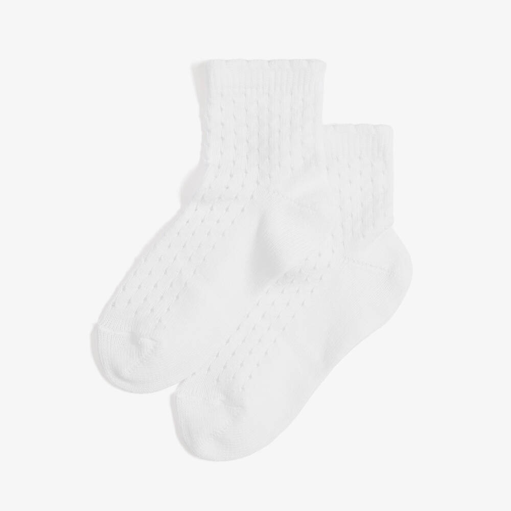 Meia Pata-Girls White Pointelle Ankle Socks | Childrensalon