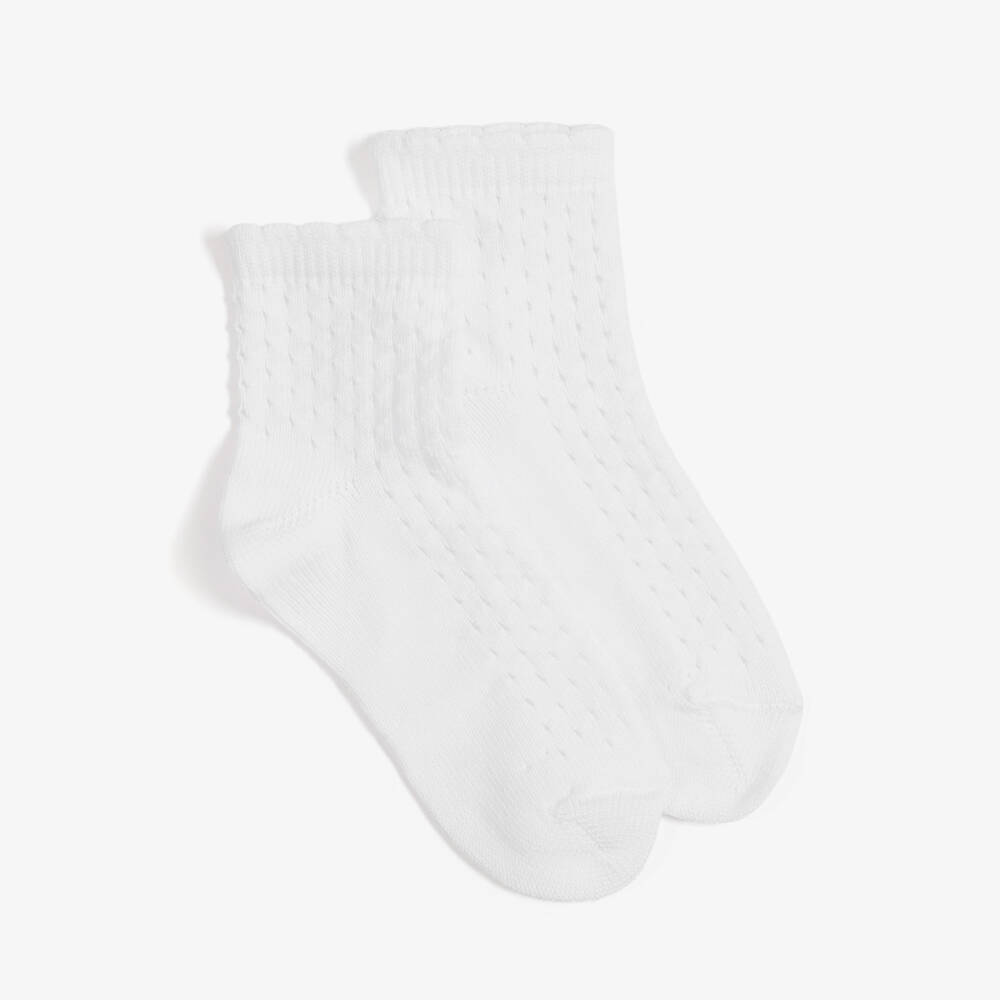 Meia Pata-Girls White Pointelle Ankle Socks | Childrensalon