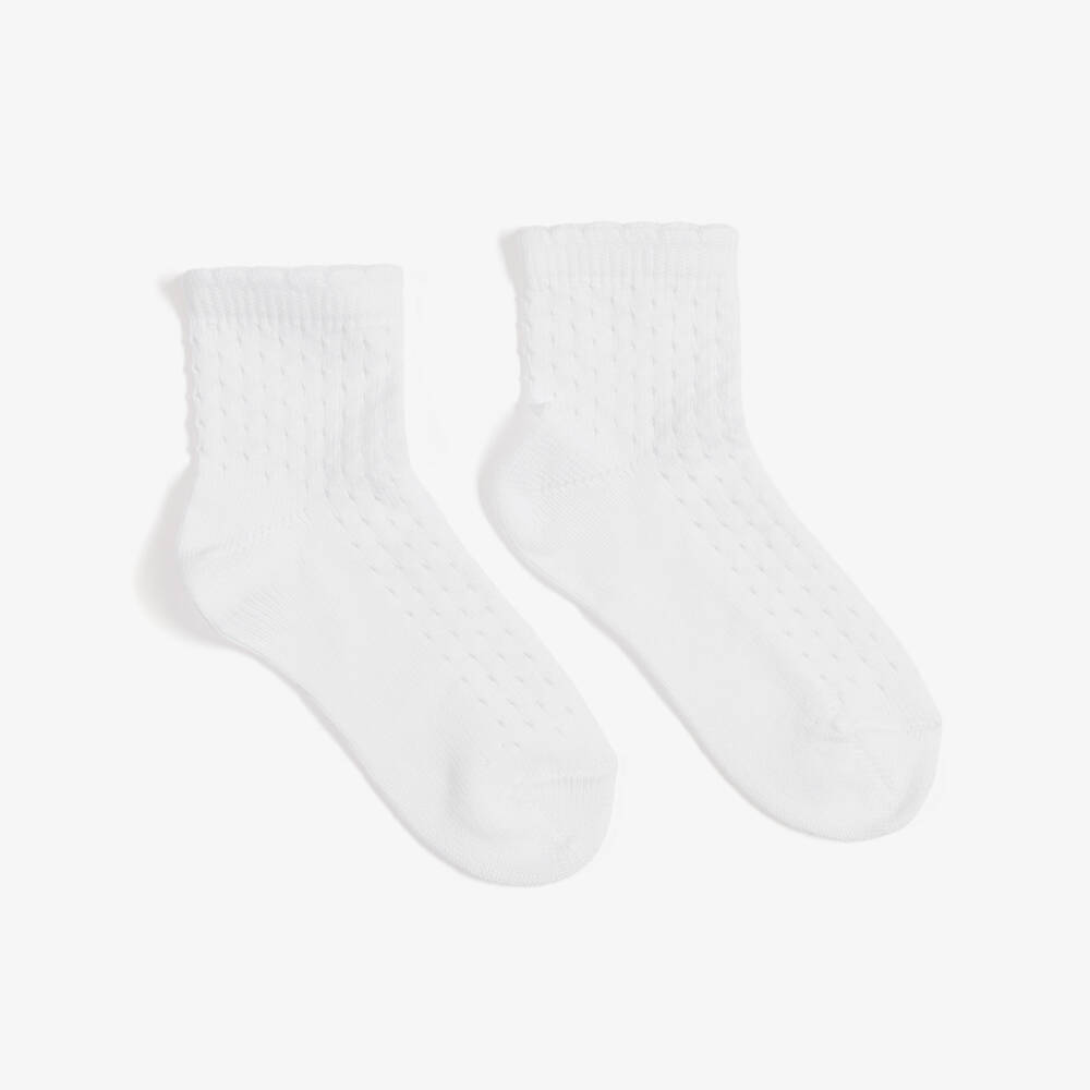 Meia Pata-Girls White Pointelle Ankle Socks | Childrensalon