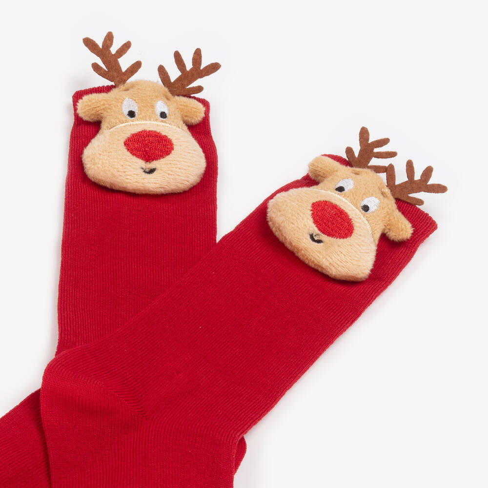 Meia Pata-جوارب كاحل قطن لون أحمر | Childrensalon