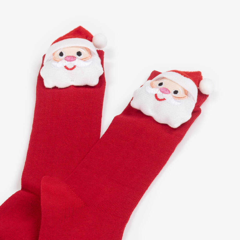 Meia Pata-Red Cotton Knee High Santa Socks | Childrensalon