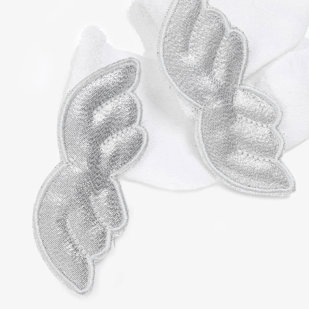 Meia Pata-Silver Angel Wing Baby Socks | Childrensalon