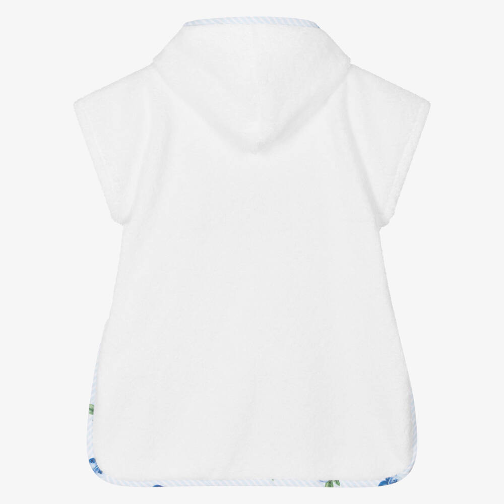 Meia Pata-White Cotton Blueberry Print Poncho Towel | Childrensalon