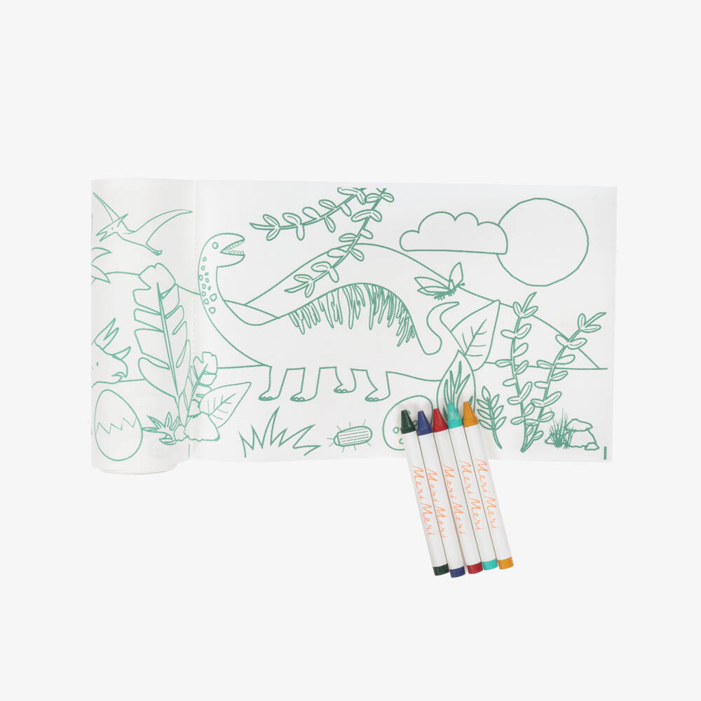 Meri Meri-Colouring Roll & Wax Crayons Dinosaur Set | Childrensalon