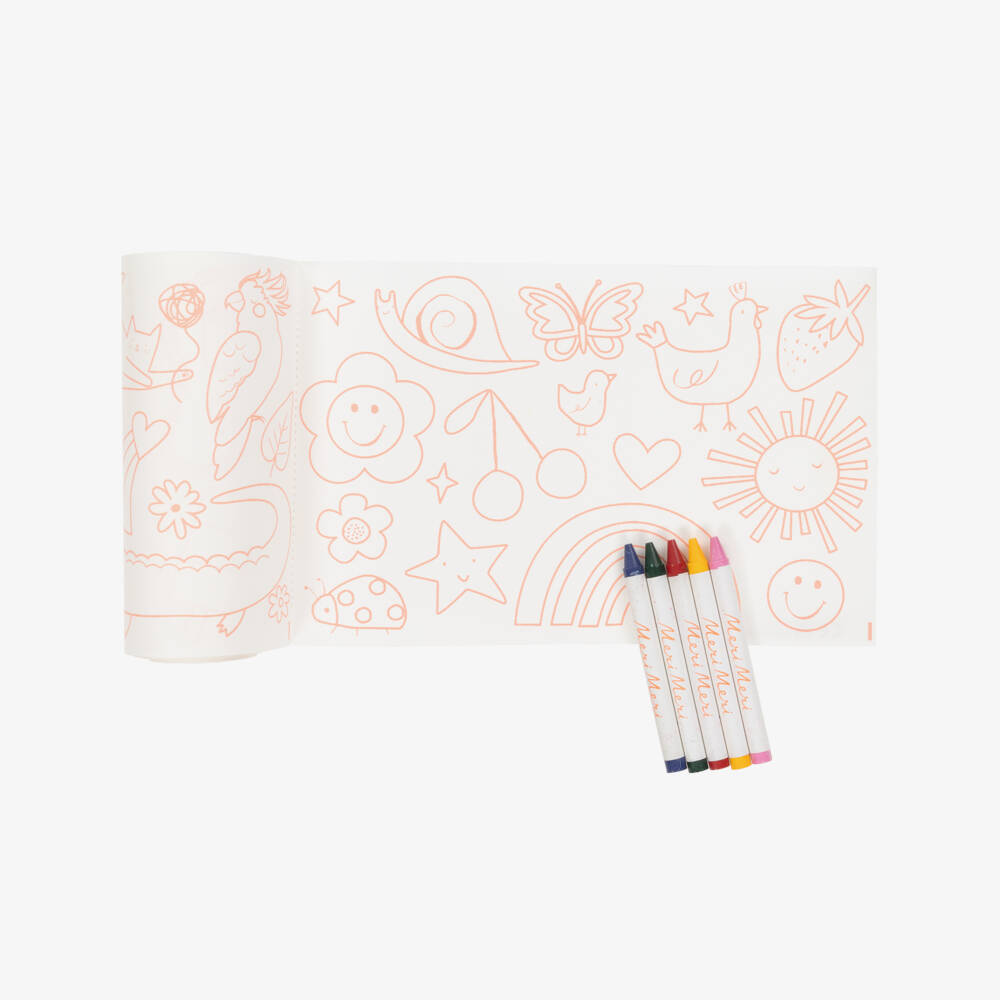 Meri Meri-Colouring Roll & Wax Crayons 'Happy Icons' Set | Childrensalon