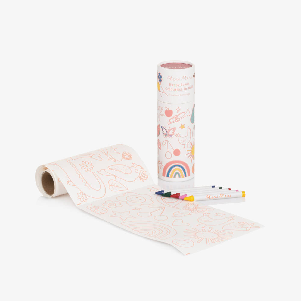 Meri Meri-Colouring Roll & Wax Crayons 'Happy Icons' Set | Childrensalon