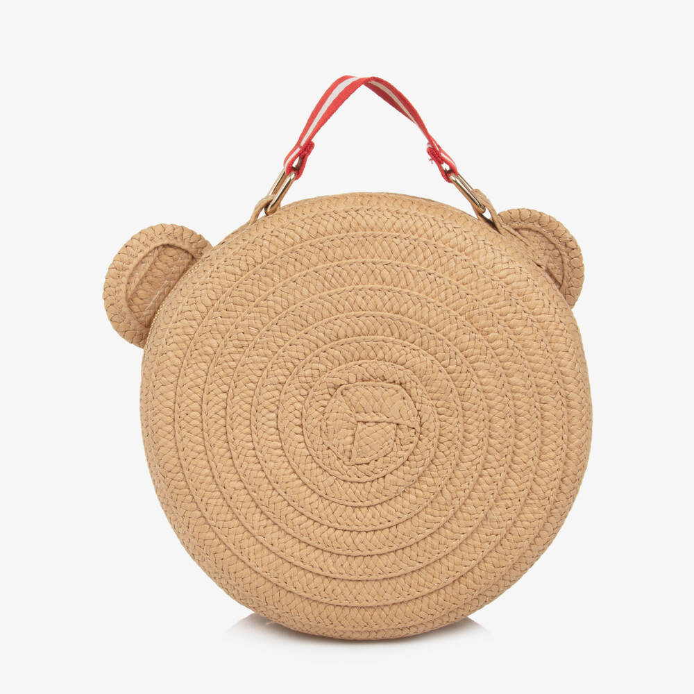 Meri Meri-Girls Beige Round Bear Bag (22cm) | Childrensalon