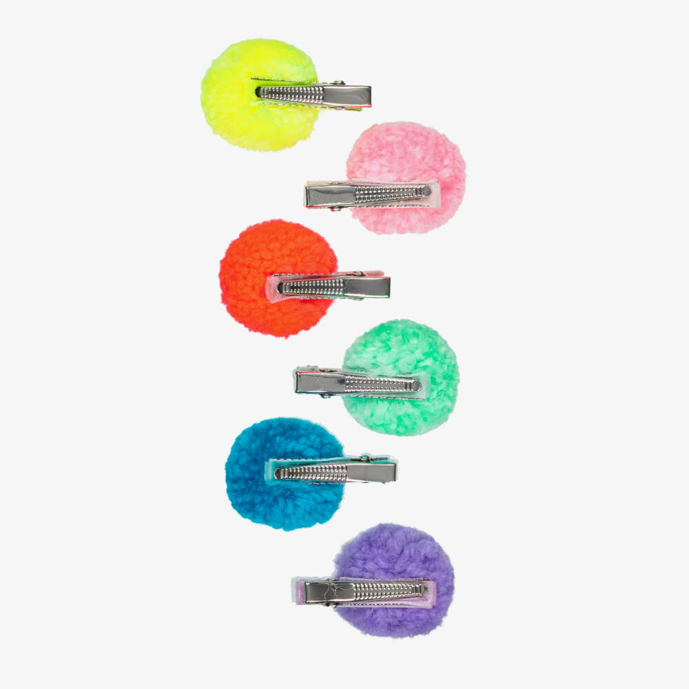 Meri Meri-Girls Multicoloured Pom-Pom Hair Clips (6 Pack) | Childrensalon