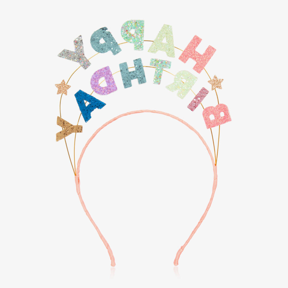 Meri Meri-Girls Pink Happy Birthday Hairband | Childrensalon