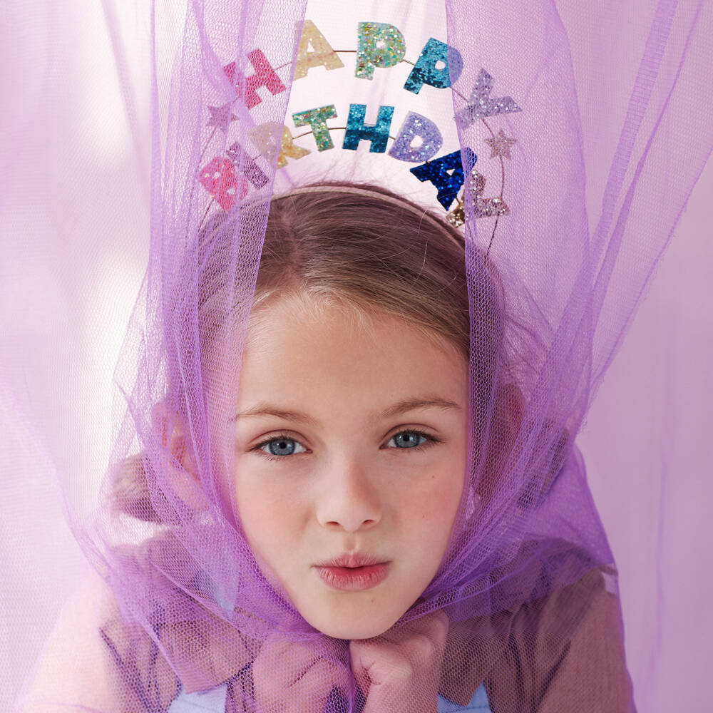Meri Meri-Girls Pink Happy Birthday Hairband | Childrensalon