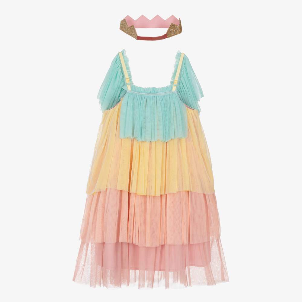 Meri Meri-Girls Rainbow Ruffle Tulle Princess Costume | Childrensalon