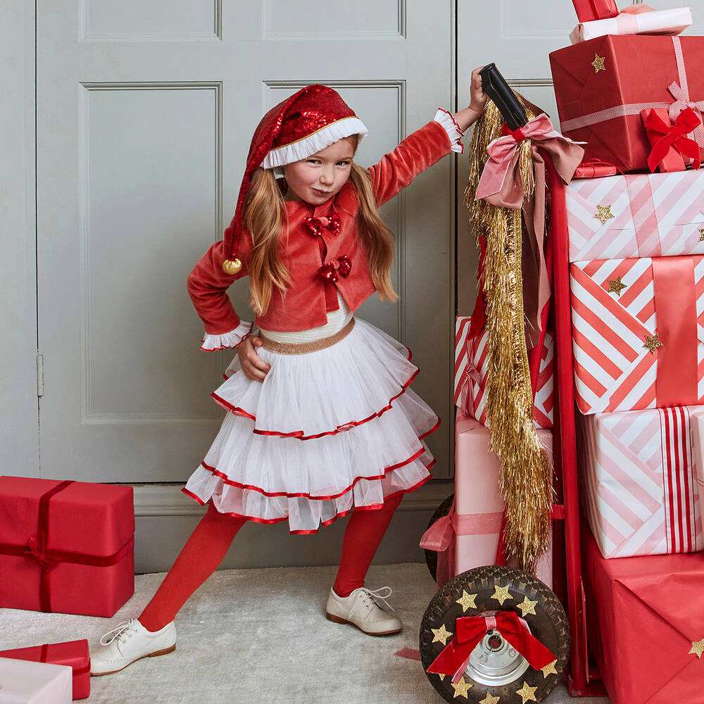Meri Meri-Girls Red Santa's Little Helper Costume | Childrensalon