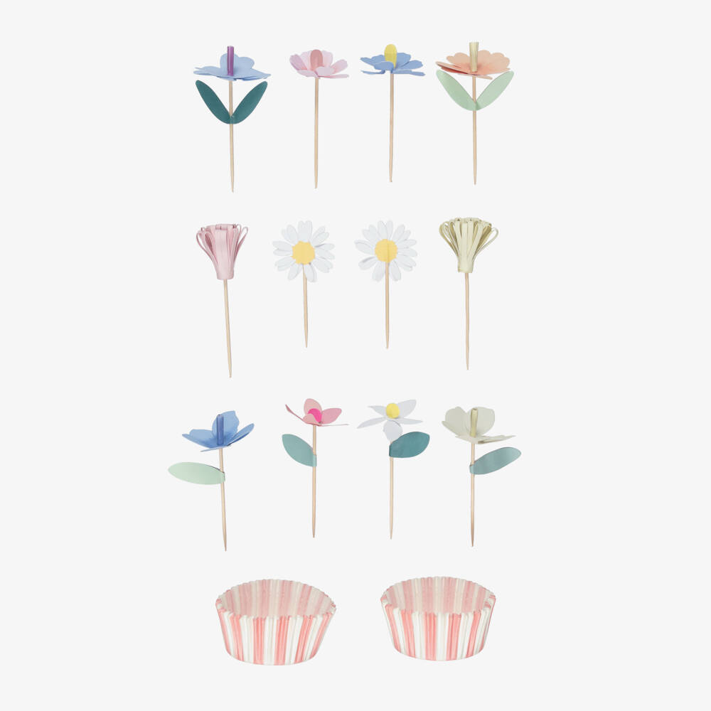 Meri Meri-Pink & Blue Flower Garden Cupcake Kit | Childrensalon