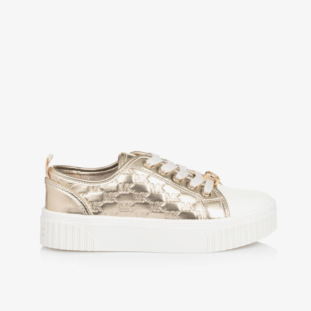 Michael Kors Kids-Girls Gold Embossed Logo Trainers | Childrensalon