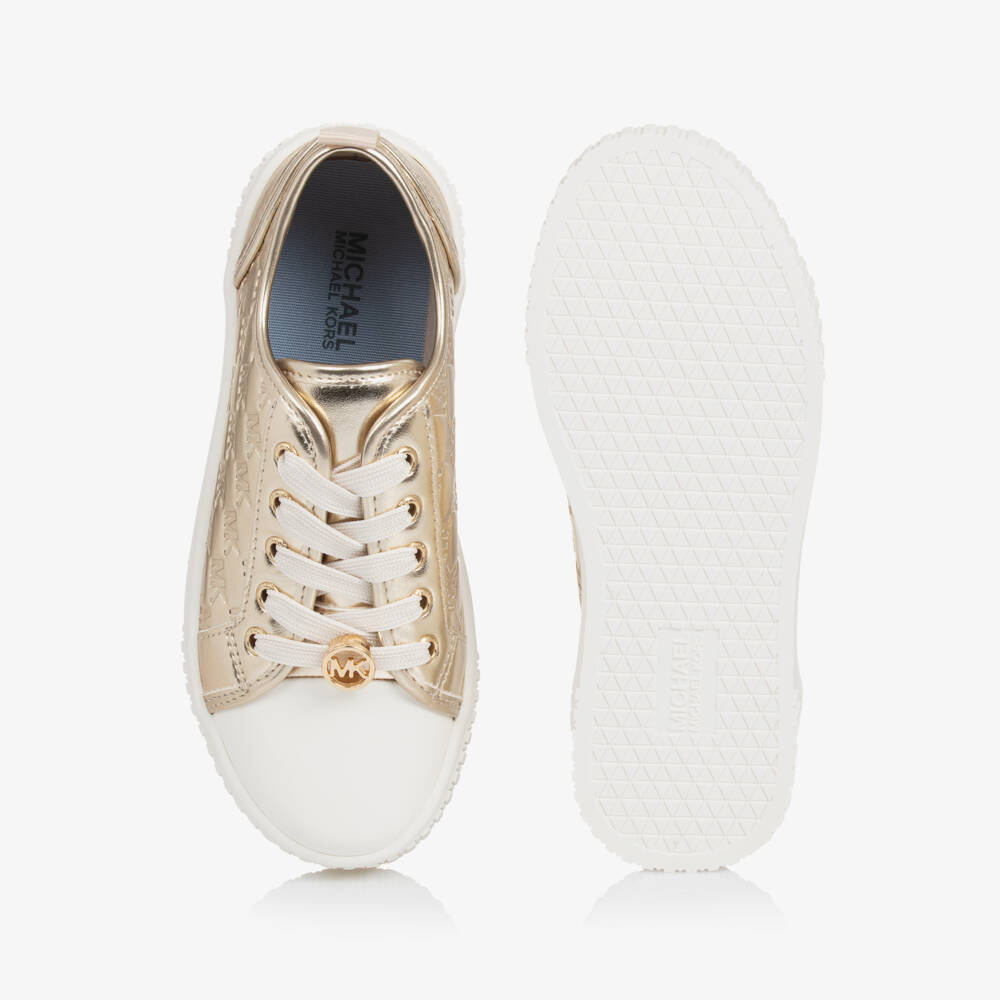 Michael Kors Kids-Girls Gold Embossed Logo Trainers | Childrensalon
