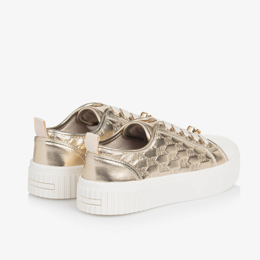 Michael Kors Kids-Girls Gold Embossed Logo Trainers | Childrensalon