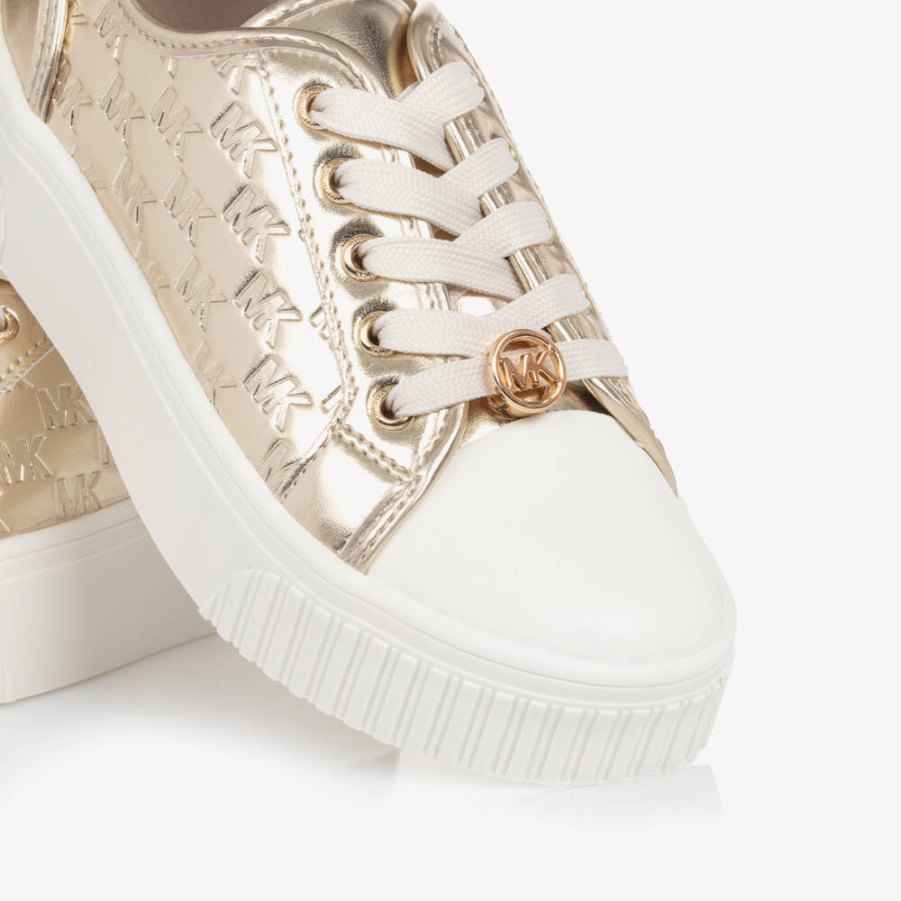 Michael Kors Kids-Girls Gold Embossed Logo Trainers | Childrensalon