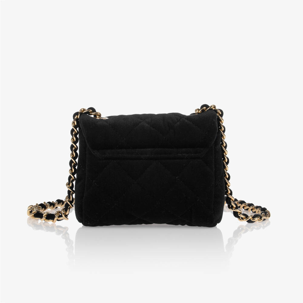 Milledeux-Black Velvet Quilted Bag (12cm) | Childrensalon
