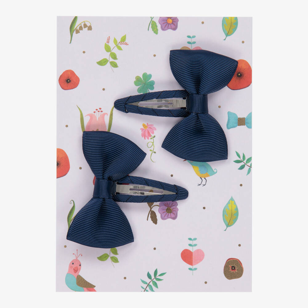 Milledeux-Blue Bow Hair Clips (2 Pack) | Childrensalon