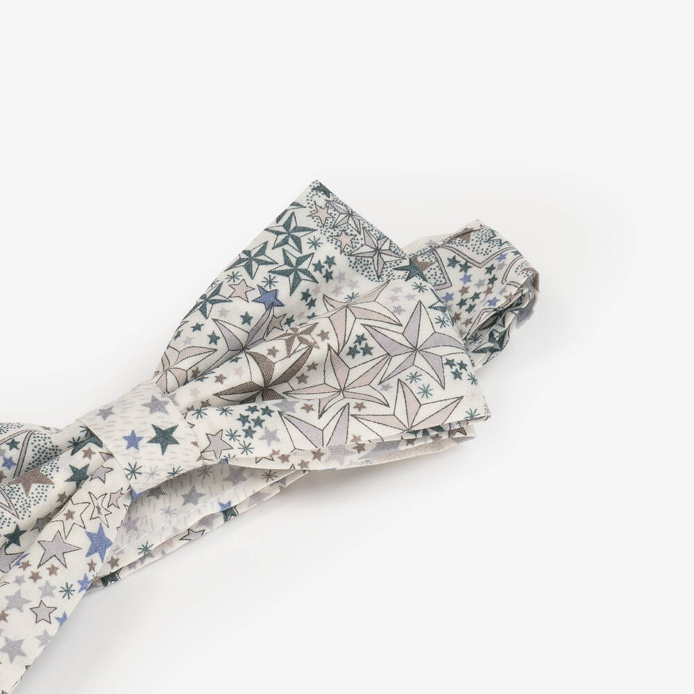 Milledeux-Boys Ivory Star Print Bow Tie (10cm) | Childrensalon