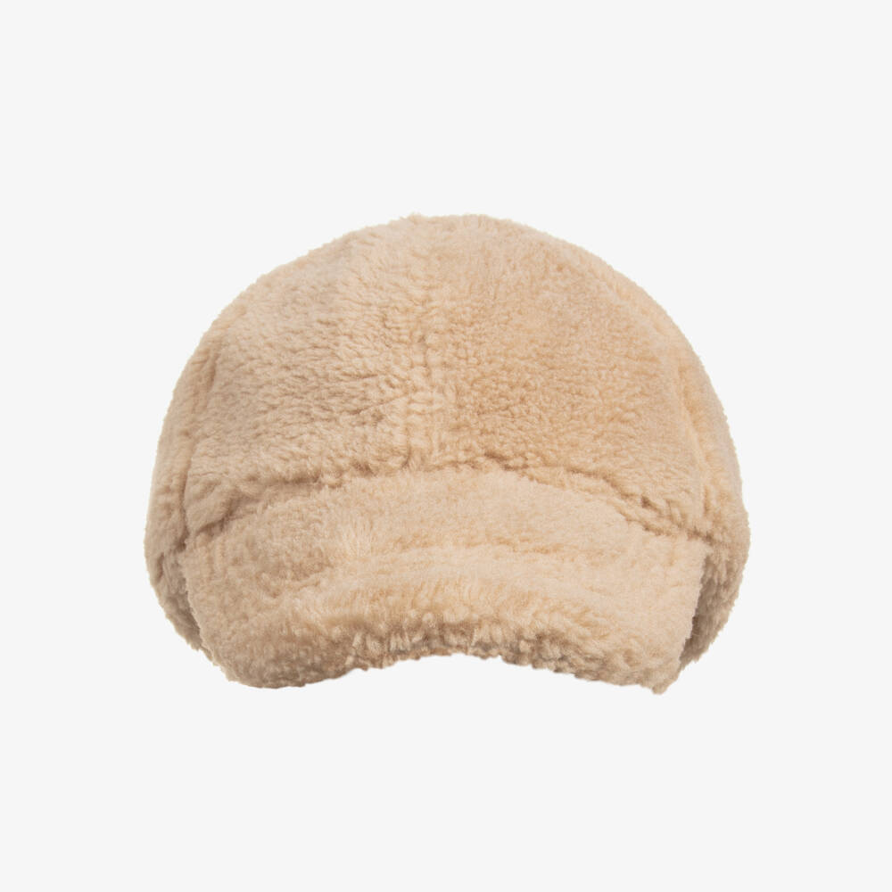 Milledeux-Girls Beige Teddy Fleece Cap | Childrensalon