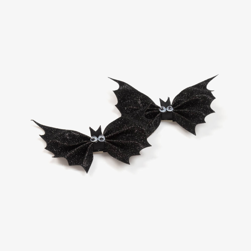 Milledeux-Girls Black Bat Hair Clips (2 Pack) | Childrensalon