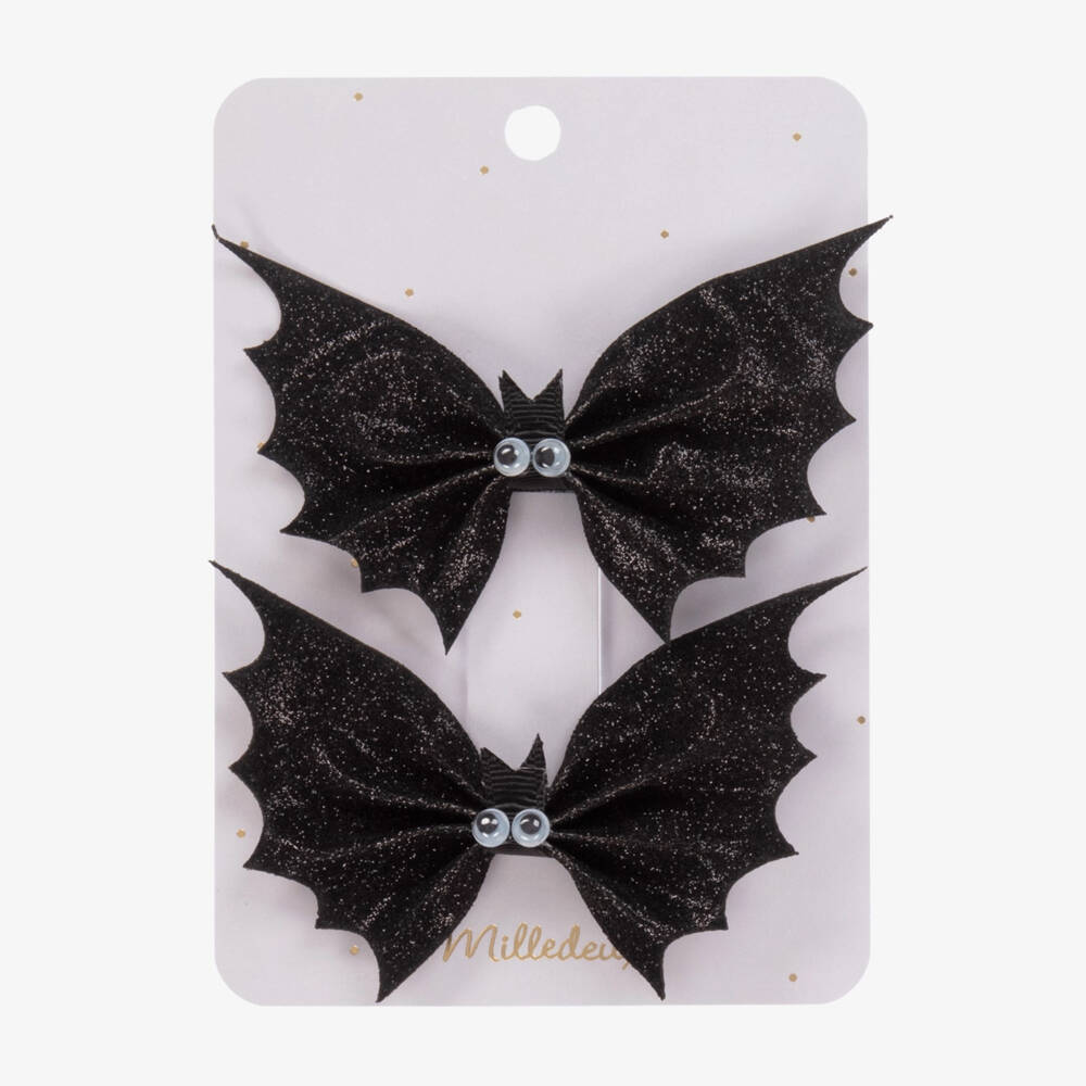 Milledeux-Girls Black Bat Hair Clips (2 Pack) | Childrensalon